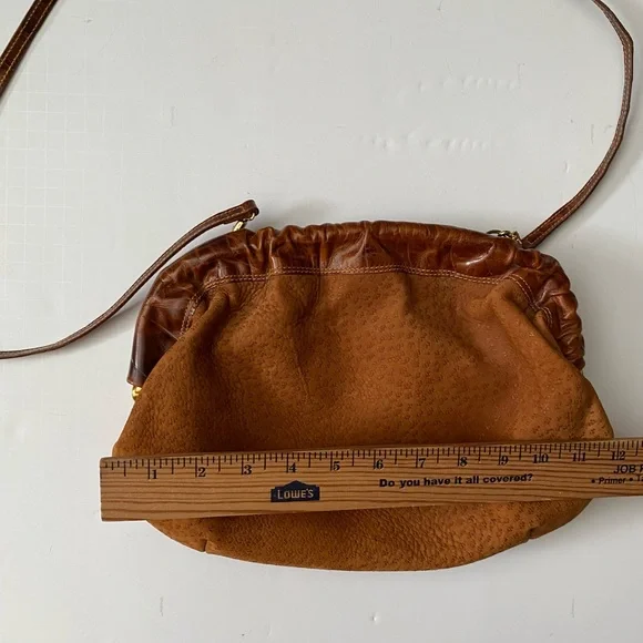 Furla Suede Vintage Brown Crossbody Gold Hardware looks like tiny cat paw prints